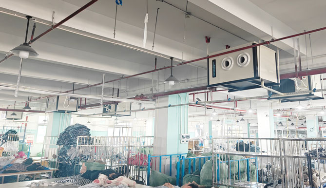 廠房車間制冷降溫，應用蒸發冷省電空調-臥式射流空調