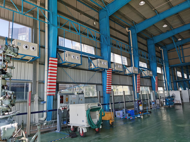 飛機(jī)維修倉庫降溫安裝蒸發(fā)冷省電空調(diào)-臥式射流機(jī)SYW-SL-25